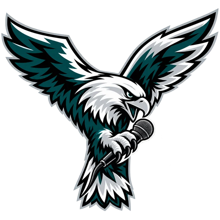 Philadelphia eagle illustration with a microphone